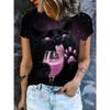 Summer Fashionable Casual Round Neck Short Sleeved T-shirt Comfortable Breathable Cat Animal 3d Printed Loose Women's Commuter Versatile T-shirt