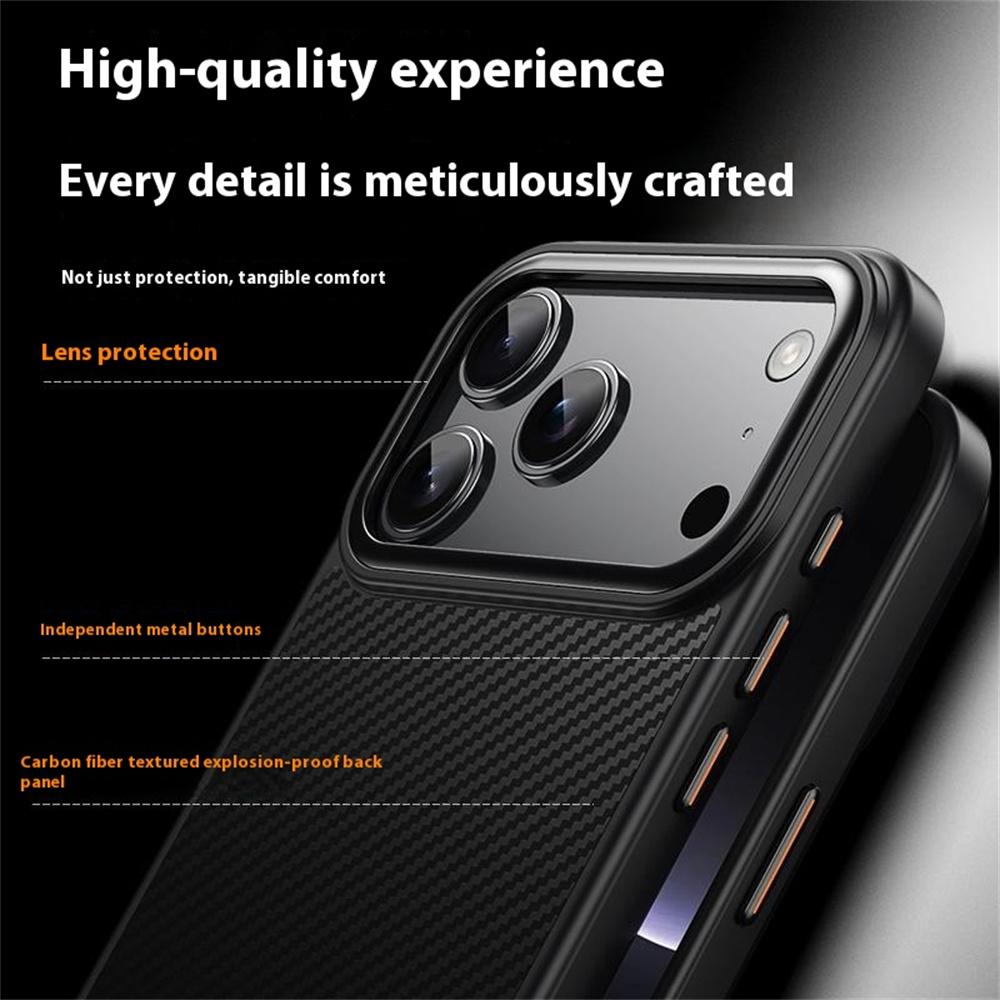 For iPhone 17 Pro Magnetic Case Compatible with MagSafe Carbon Fiber Texture PC + TPU Cover