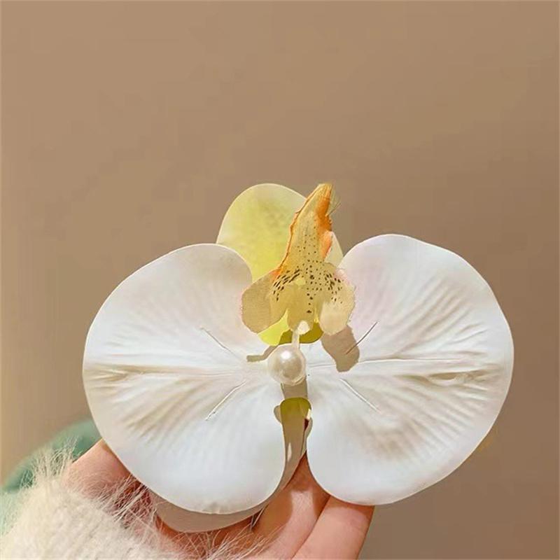 Orchid Flower Hair Clip Hair Ornament Hair Accessories Bohemia Barrettes Floral Pearl Hair Clip Headdress Orchid Hairpin