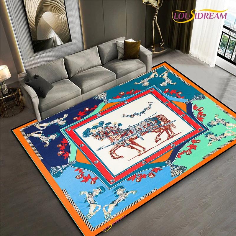 Fashion Ethnic Frame Horse Carpet Living Room Bedroom Yoga Rugs Kitchen Door Kids Un-Slip Mats Alfombra Birthday Gift Poster Mat