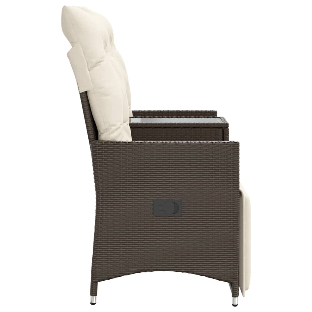 Vidaxl Folding Garden Sofa with Table, 2-Seater, Brown, PE Rattan