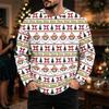 Tricou Casual Bărbați cu Mânecă Lungă, Croială Largă, Gât Rotund, cu Imprimeu de Crăciun pentru Toamnă Iarnă