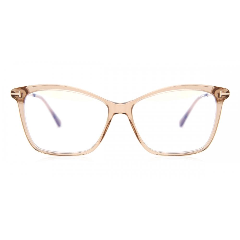 

Tom Ford Ft5687 B Blue Light Block 045 Women Eyeglasses Transparent Brown/56