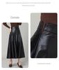 Genuine Leather A-Line High Waist Skirt for Women - Spring/Autumn Sheepskin Umbrella Skirt