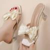 Fashion Shoes for Women With Bow Heeled Slides Low Price 39 Wholesale Sandals Designer Luxury Vip Woman Slippers Summer Sale On Shoe Pvc