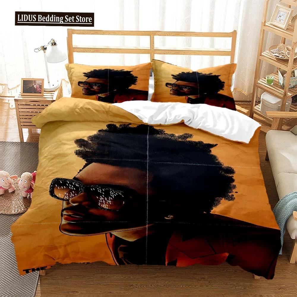 Die Weeknd Mode Popstar 3D Gedruckte Bettwäsche Queen Bettwäsche-Set King-Size Bettwäsche-Set Weiche Bettbezug