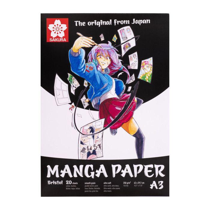 Bloc - A3 - Manga - Dessin - 20 feuilles - 250g - Grain lisse - Sakura