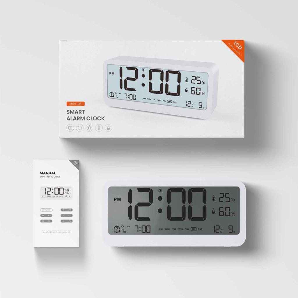 New Multifunctional Alarm Clock, Temperature and Humidity Smart Clock, Silent Electronic Clock, Smart Luminous Electronic Alarm Clock