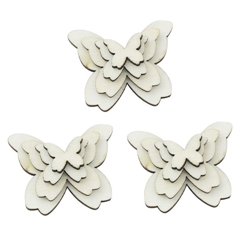50pcs Wooden Mini Mixed Wood Butterfly Decor Ideal Craft Card Making Scrapbooking
