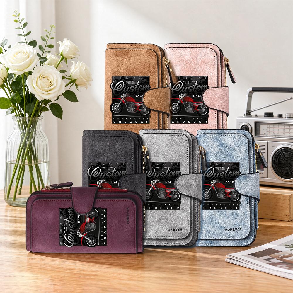 Men's Custom Moto Pattern Long Wallet Fashion Casual Multi Card Holder Purse