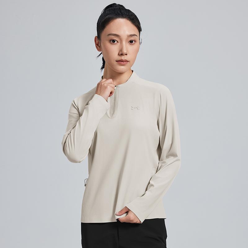 Under Armour Outdoor Lightweight Sun Protection Stand Collar Long Sleeve T-Shirt Women Tops 15127225-0111