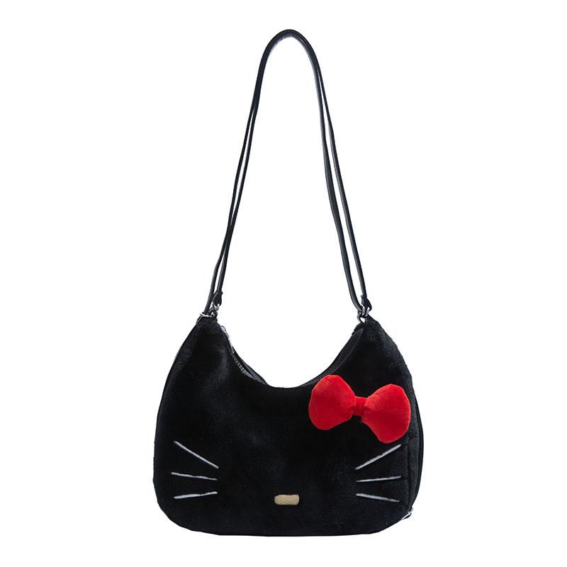 Bowknot Plush Soft Girl Backpack Pu Material Cartoon Shoulder Bag