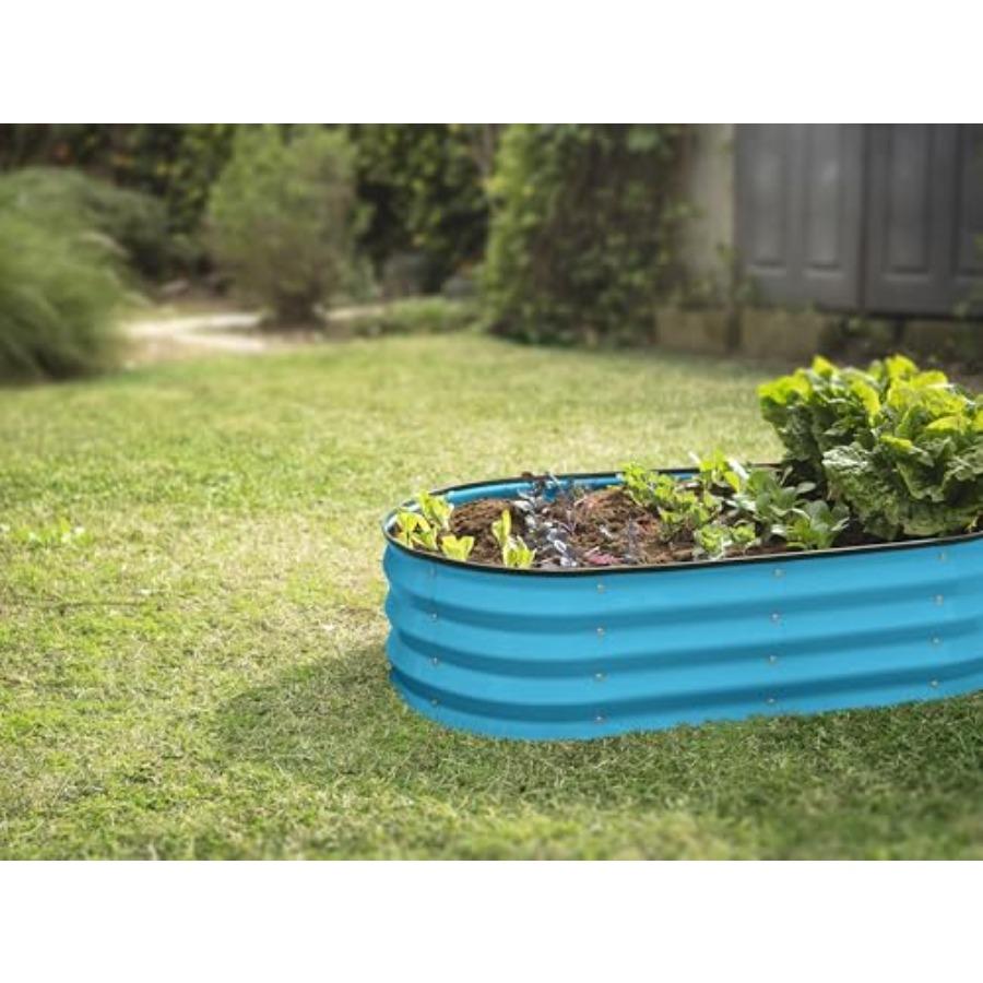 Teal Galvanized Raised Garden Beds Outdoor 4×2×1 ft 2-Pack Planter for Vegetables Flowers Large Metal Garden Box
