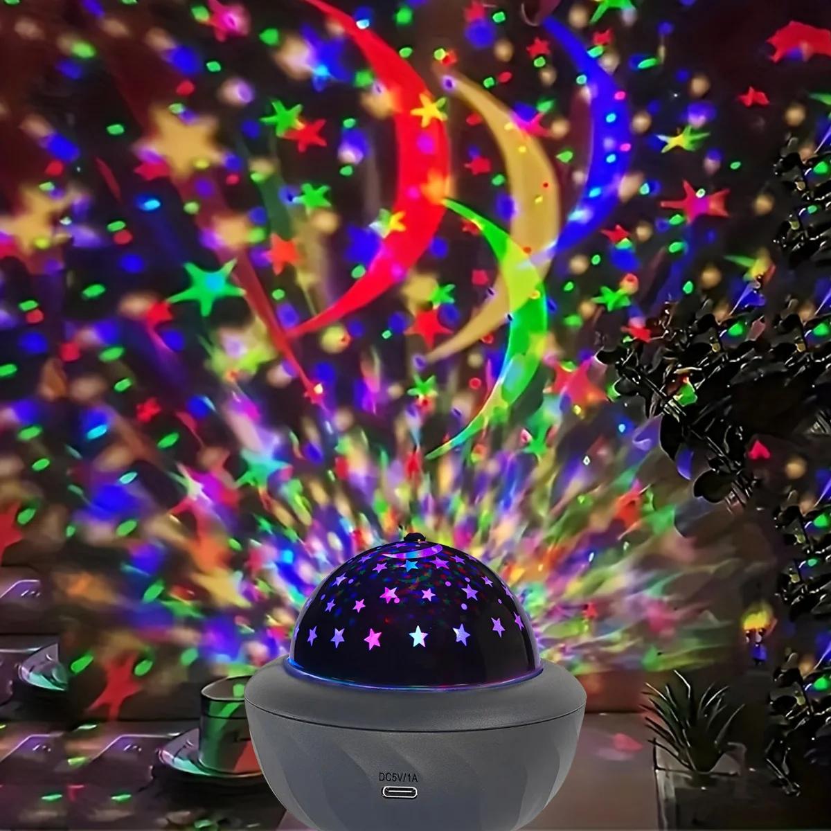 

USB Powered Starry Sky Projector Lamp RGB Night Light Automatic Rotating Crystal Desk Lamp for Bedroom Kids Home Party Decor