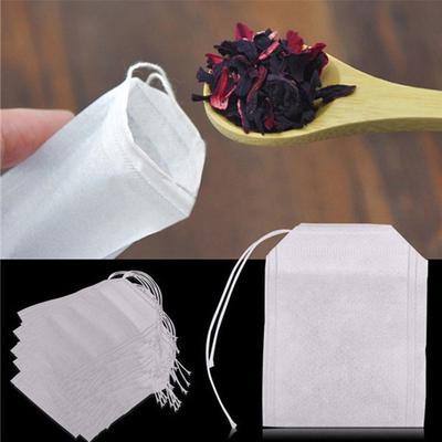 100 Stück Einweg-Teebeutel Vliesstoff Tee-Filterbeutel für Gewürztee-Aufguss mit Zugband Filterpapier für Kräuter losen Tee