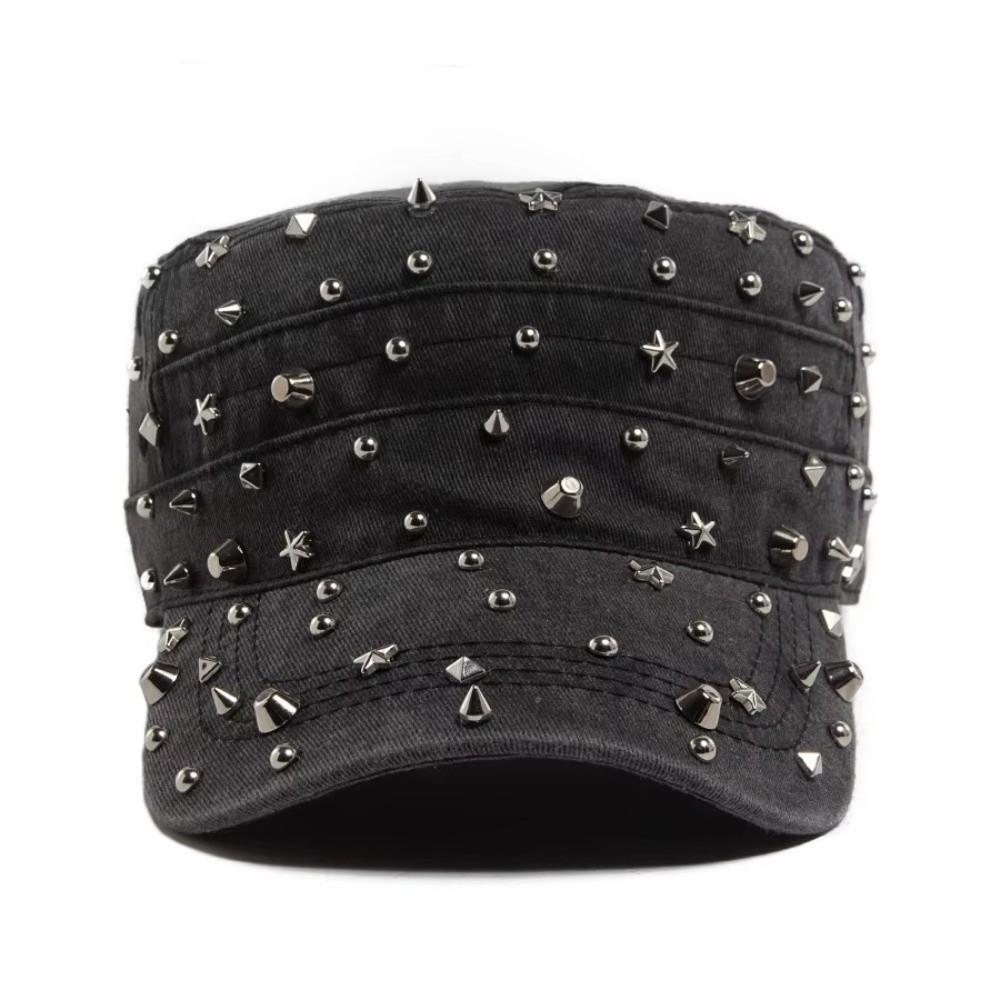 Adjustable Flat Hat Cap Rivet Design Trucker Hat Vintage Baseball Cap  For Women Men