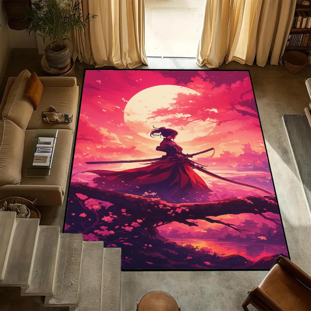 Beautiful Red Sunset Maiden Print Carpet Living Room Bedroom Decor Non-slip Parlor Floor Mat Surface Smooth Carpet Birthday Gift