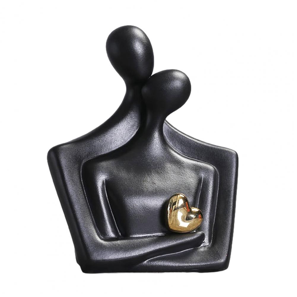 Ceramic Couple Statue Hugging Kissing Lover Figurine Decor Romantic Couple Heart Sculpture For Wedding Valentine's Day Gift