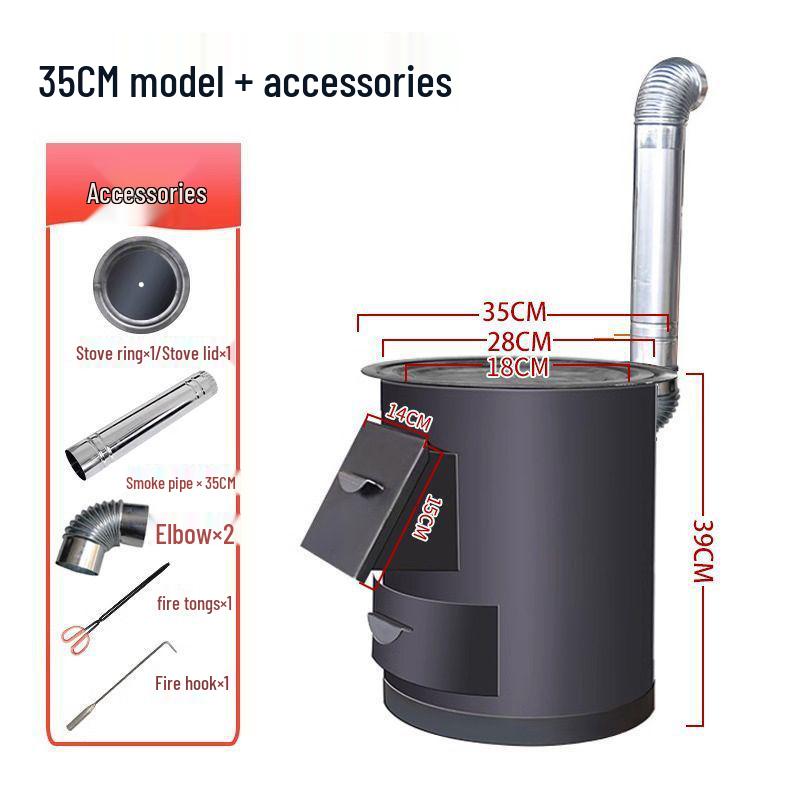 Portable Smokeless Wood-Burning Firewood Stove for Efficient Heating