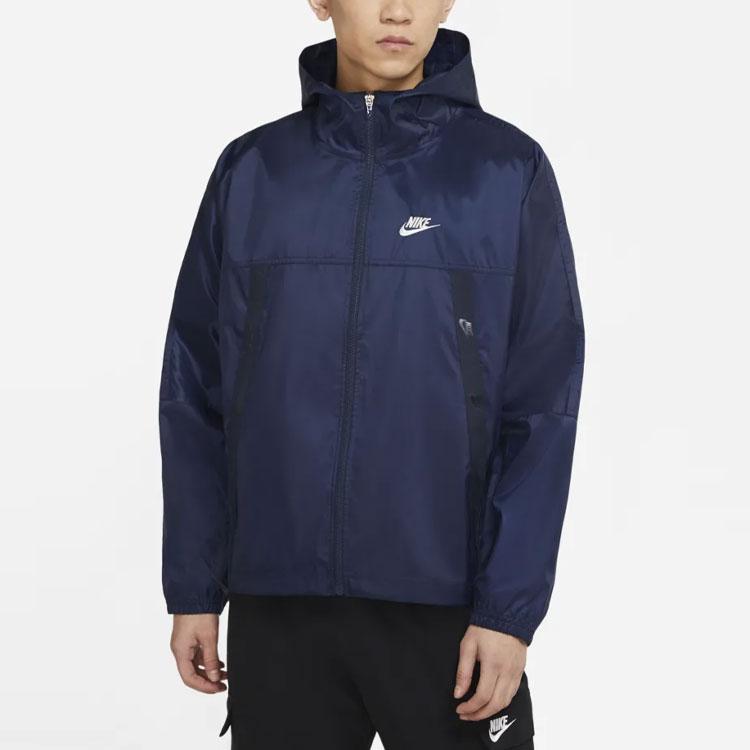 Nike Running Windbreaker Jacket With Hood Men Outerwear Blue DC6978-451