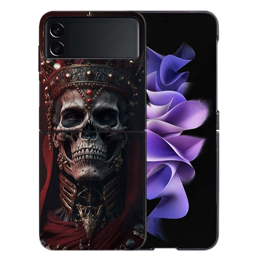 

Crown Skeleton Emperor Coque For Samsung Z Flip7 6 Galaxy Case Shockproof Z Flip5 Z Flip3 4 5G Hard Cover Phone TPU PC Hard Fun Galaxy Z Flip