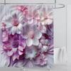 3D Red Floral Shower Curtain Set Pink Flower Design Fabric Bathroom Decor Waterproof Washable Shower Curtain Set with Hooks