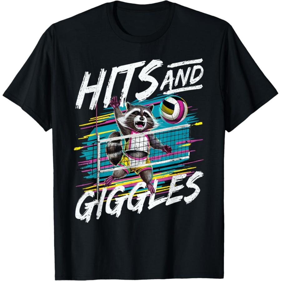 Hits and Giggles Volleyball Player Women Volleyball Raccoon T-Shirt(1) XXXXXL чёрный