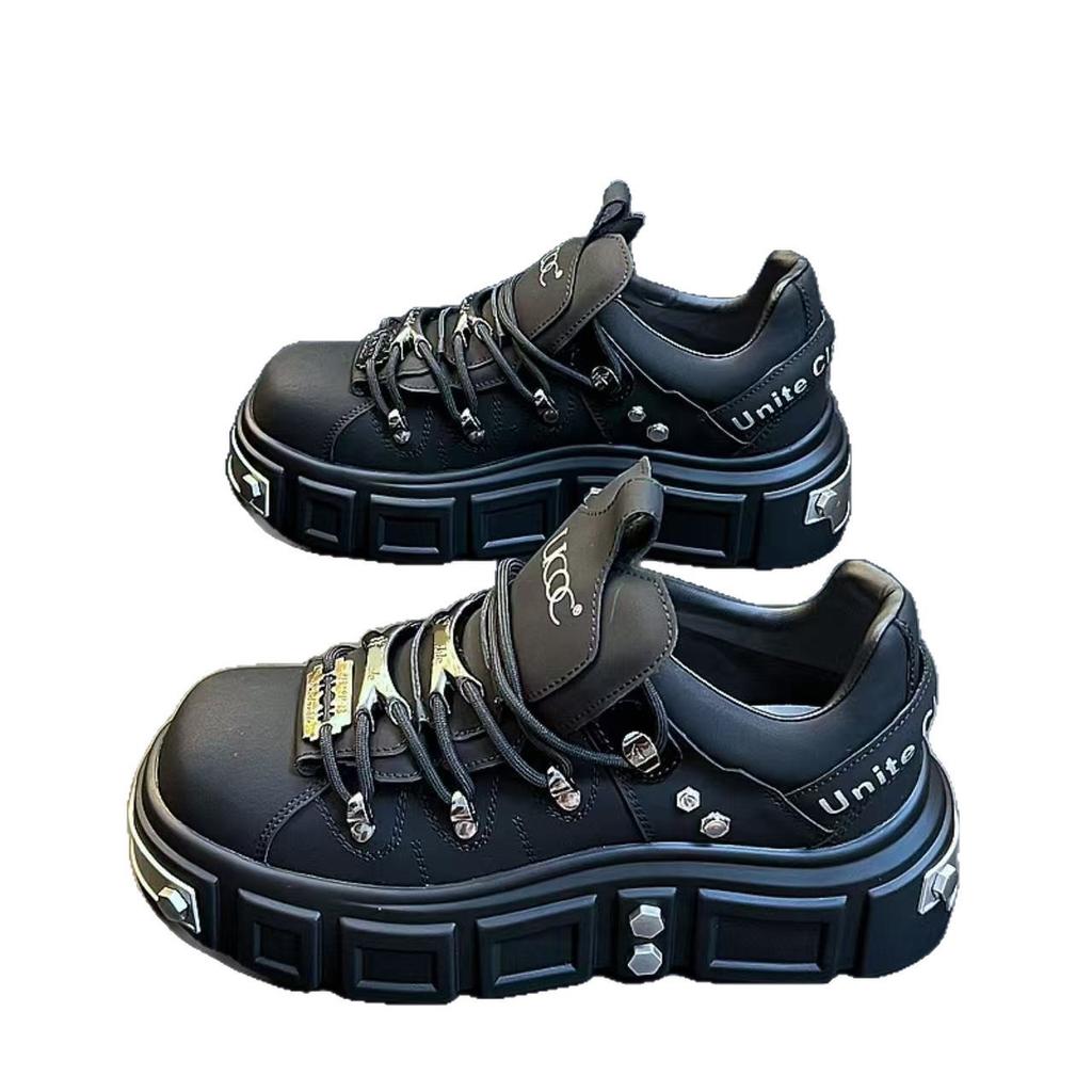 Internet Celebrity Popular Men's Shoes 2025 New European Station Men's Shoes Thick Sole Heightening Casual Board Shoes Niche Design Men's Shoes