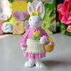 Easter Bunny Figurine Resin Woven Rabbit Ornament Desk Decoration Festival for Children Day Birthday Wedding Gift Supply