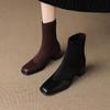Krazing Pot Microfiber Flock Round Toe Med Heels Elastic Boots Size 43 Slip On Women Patch Work Ankle Boots