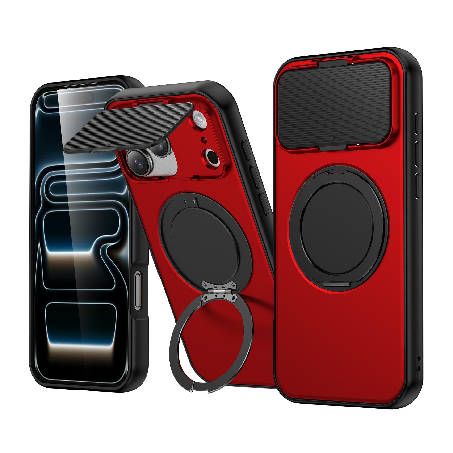 

iPhone 17 Pro Max Magnetic Rotating Stand Case with Apple 16/15 Pro Lens Protection & Anti-Fall Features 15 Plus