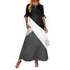 Ladies Casual Fashion Temperament Elegant Waist Patchwork Print Long Dress