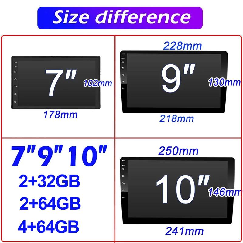 Radio auto Android 13 64G Autoradio 7/9/10 inch Universal android 2 Din GPS BT Central Multimedia Sisteme auto inteligente