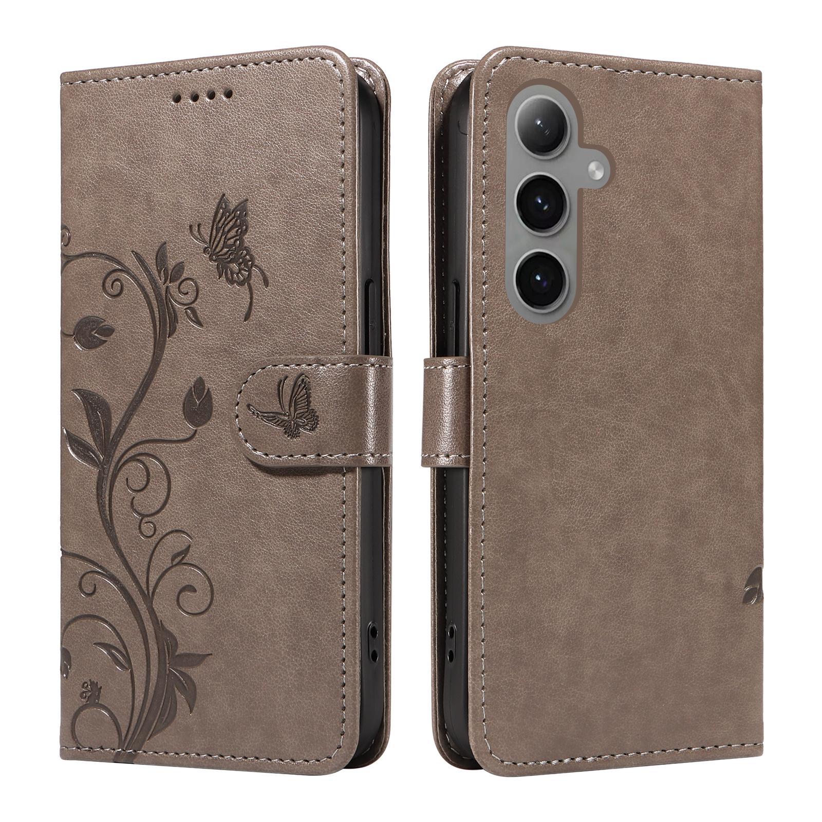 

For Samsung Galaxy S24+/Galaxy S25+ PU Leather Cases Flower Pattern Wallet Stand Phone Cover with Strap F