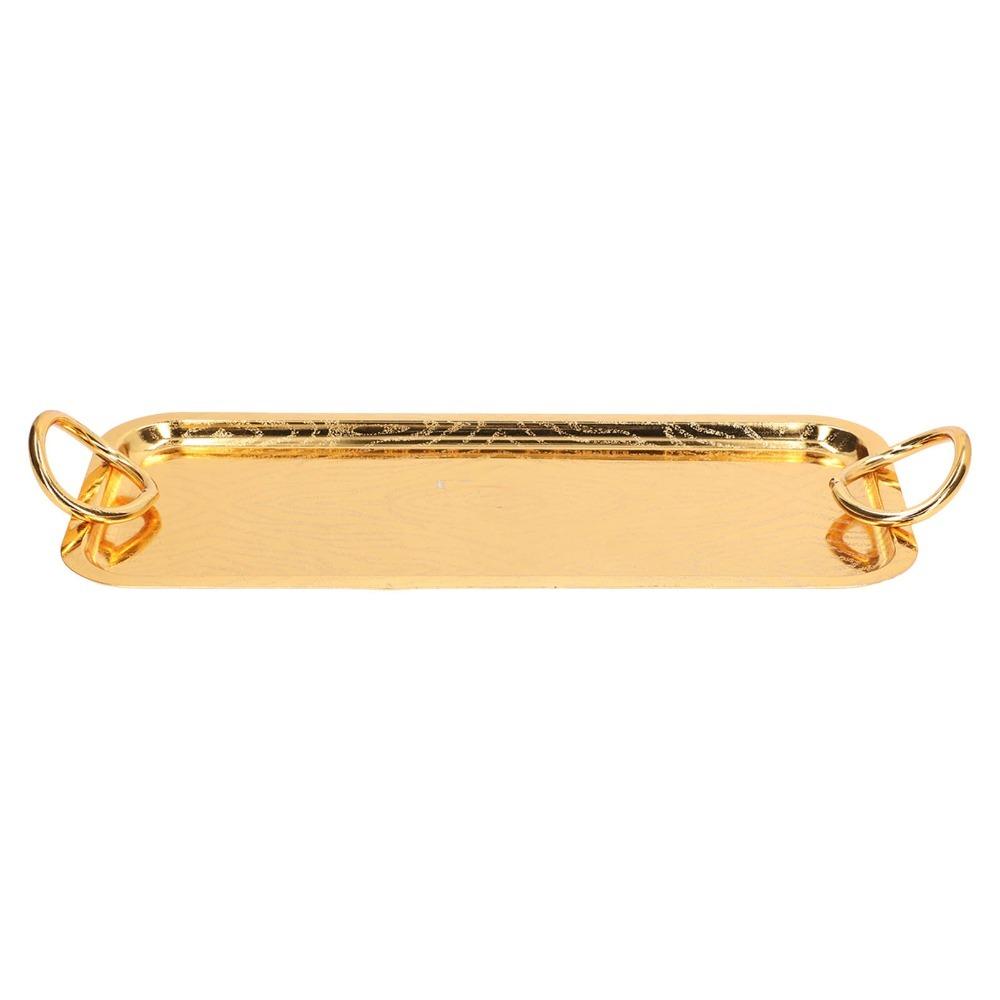 Gold Rectangular Serving Tray Circle Handle Decorative Storage Tray  BBQ Dessert
