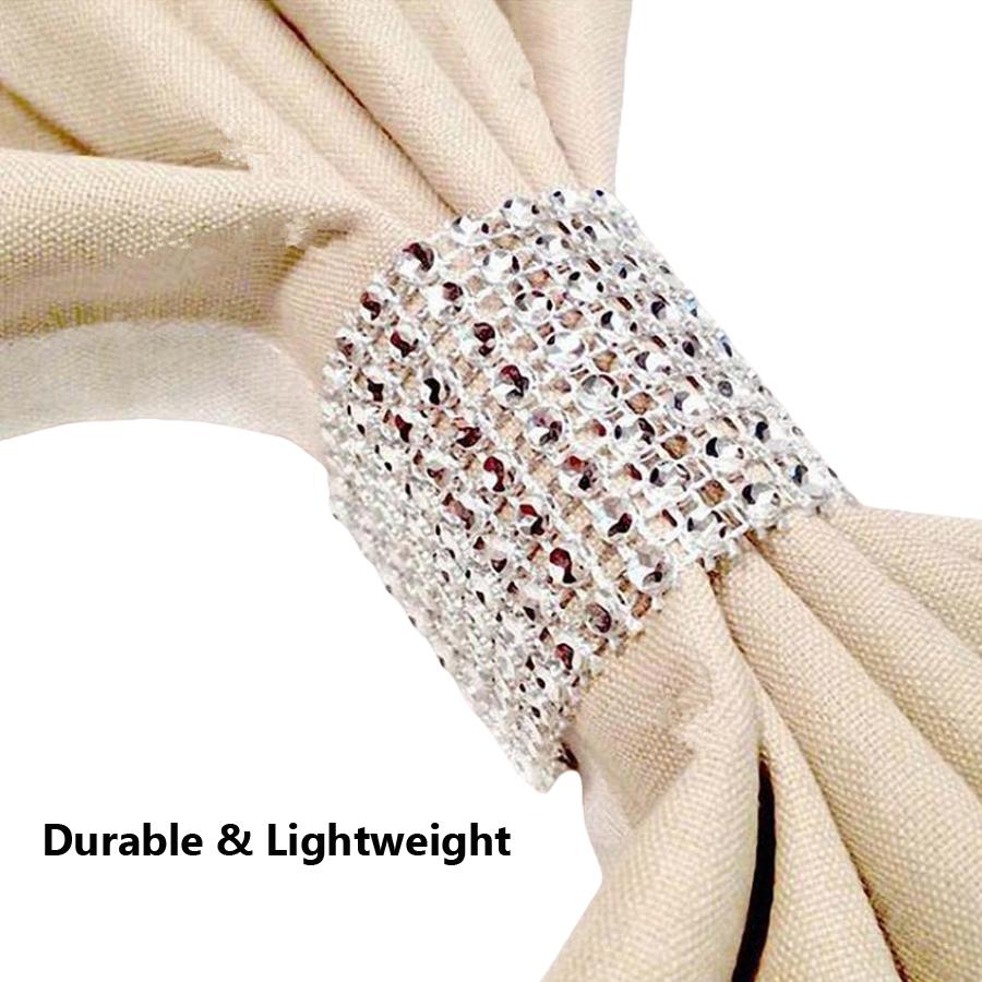 10Pcs Rhinestone Hollow Out Napkin Rings, Napkin Holders for Wedding, Holiday Party, Hotel & Catering Events