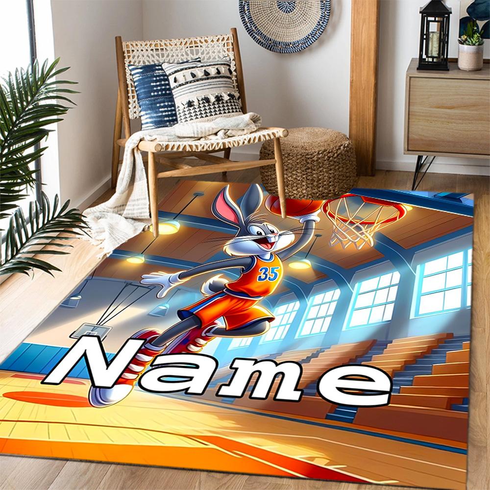 Looney Farm Animal Friends Customize Your Name Floor Rug Office Rug Suitable for Balcony Entryway Dormitory Foyer Anti-slip Rug Anime Office Decor