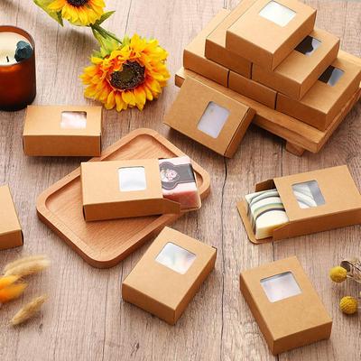 WTEMPO Clear Window Paper Handmade Soap Boxes Foldable DIY Jewelry Ornament Gift Packaging Boxes Ideal for Storing and Gifting Delicate Items