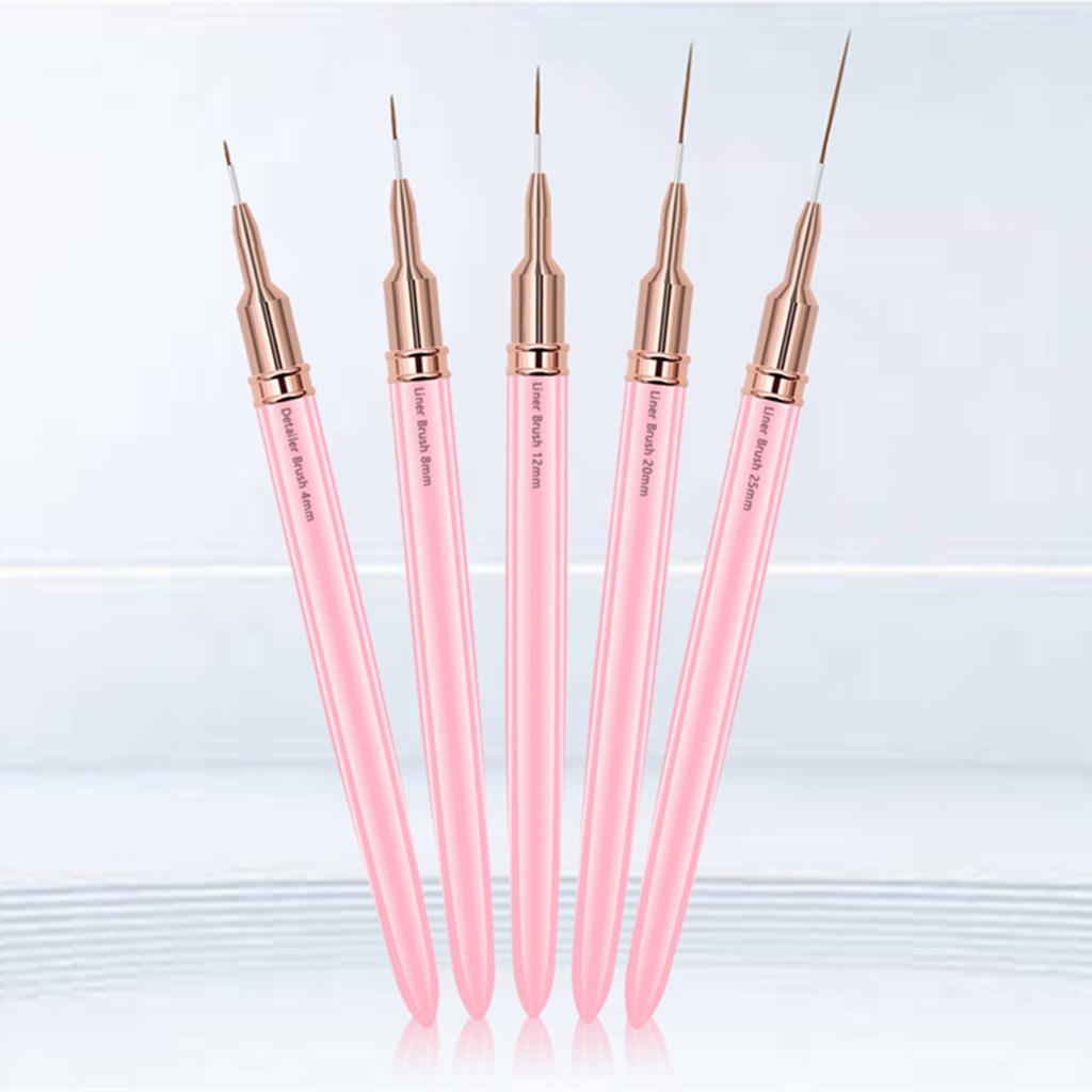 5pcs Nail Brush Set, Acrylic Nail Tool, Fine Hair Nail Pens for Drawing Lines with Dry Detail, Small Details and Nail Art
