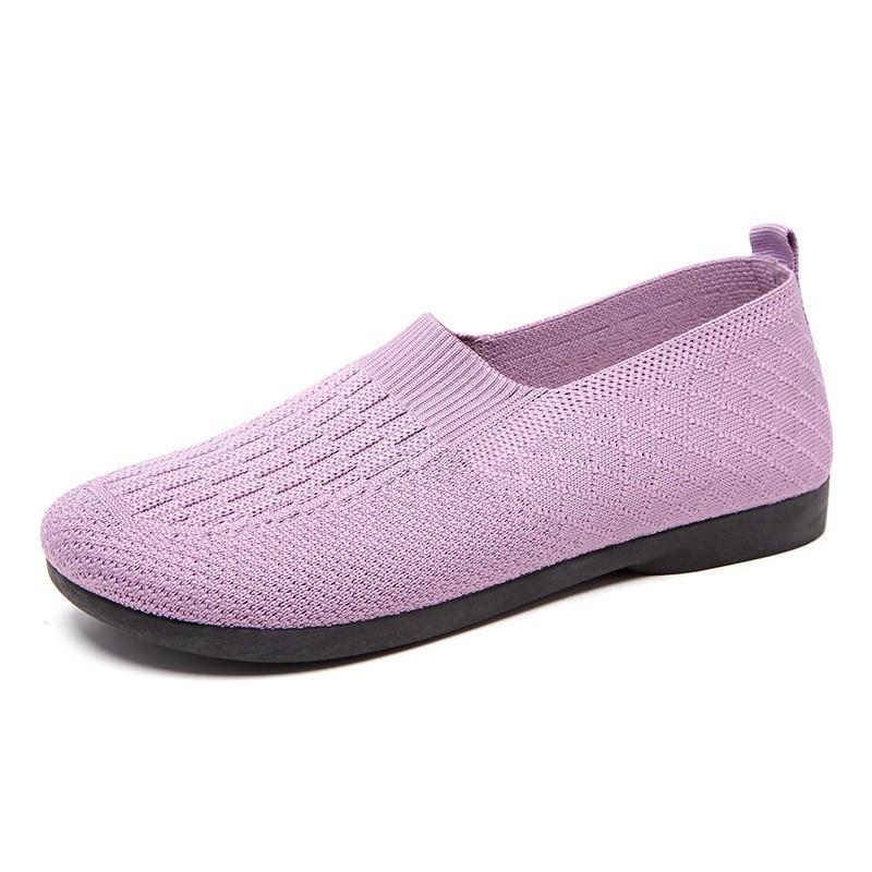 New cloth shoes non-slip soft-soled flying woven shoes, breathable and comfortable one-pedal single shoes