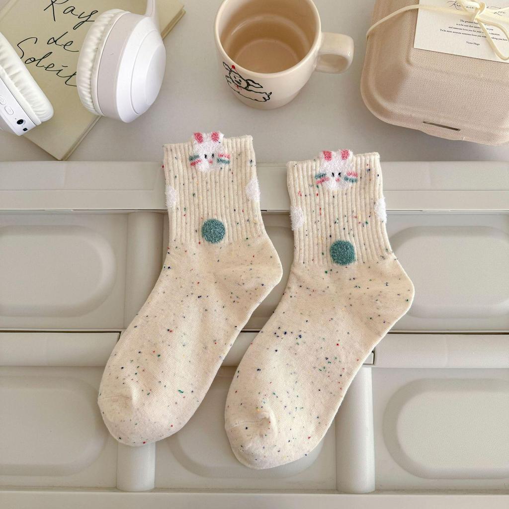 Niedliche japanische Cartoon-Bären-Garnsocken - Damen-Wadenlang, Koreanischer Akademie-Stil, Vielseitig, Kreativ und Stilvoll.