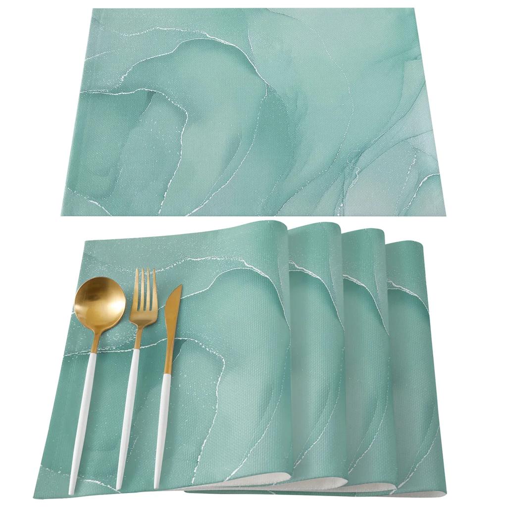 Marble Placemats Set Washable Kitchen Dining Table Mats,Heat-Resistant Place Mats for Indoor Outdoor Party Holiday Decoration