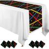 Peryiter 6 Pcs Glow Party Table Runners Plastic Neon Table Runners 14 X 108 Inch Disposable Glow In The Dark Supplies for Neon Birthday Decorations