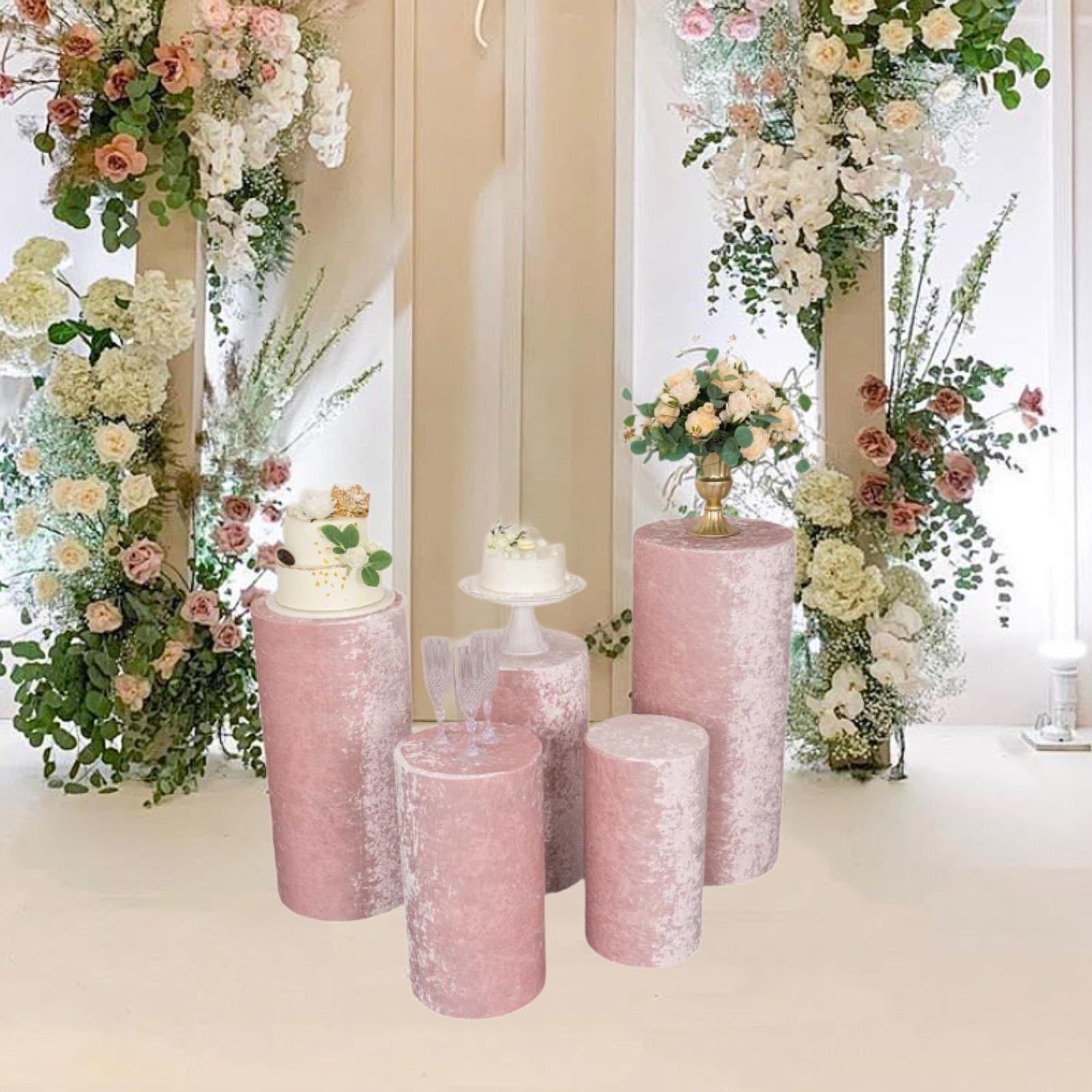 

5x Цилиндрические чехлы для цоколей, праздничные принадлежности для фестивалей, банкетов, юбилеев розовый