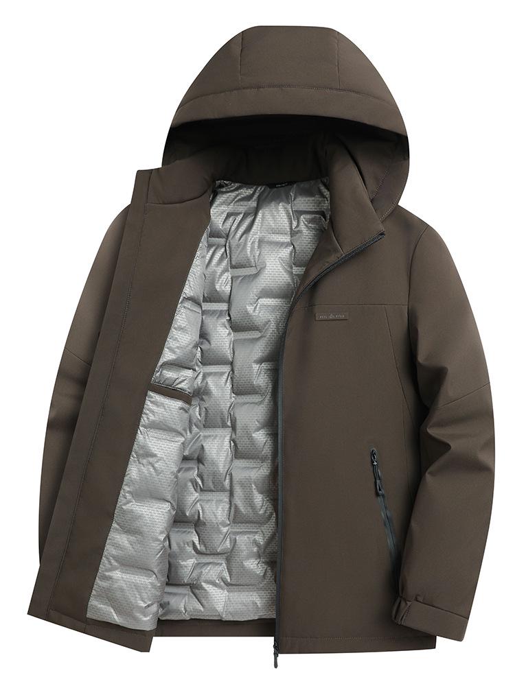 Men's Winter Down Jacket with Detachable Hood - Thick, Warm, and Stylish Outerwear for Middle-Aged Men.