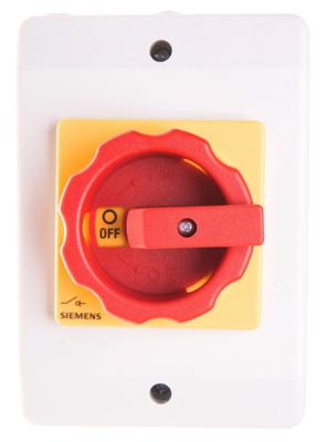 Main/Emergency Disconnect Switch In Enclosure 3P 16A 7.5Kw Ac23A 400V Yellow-Red Knob 3Ld2064-0Tb53