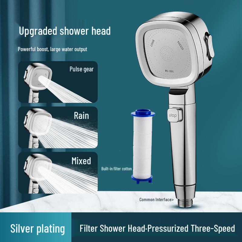High-Pressure Shower Head with Filter: Rainfall Nozzle for Enhanced Water Flow