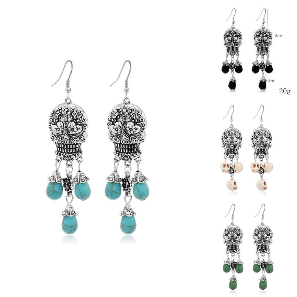 Vintage Style Skeleton Drop Earrings With Electroplated Finish For Women Party Wear