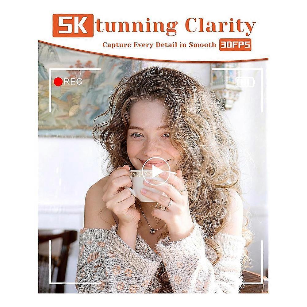 5K Digital Camera Autofoucs WiFi Vlog Camera with 180° Flip Screen, Compact P Ography Camera for Beginner, Teens B