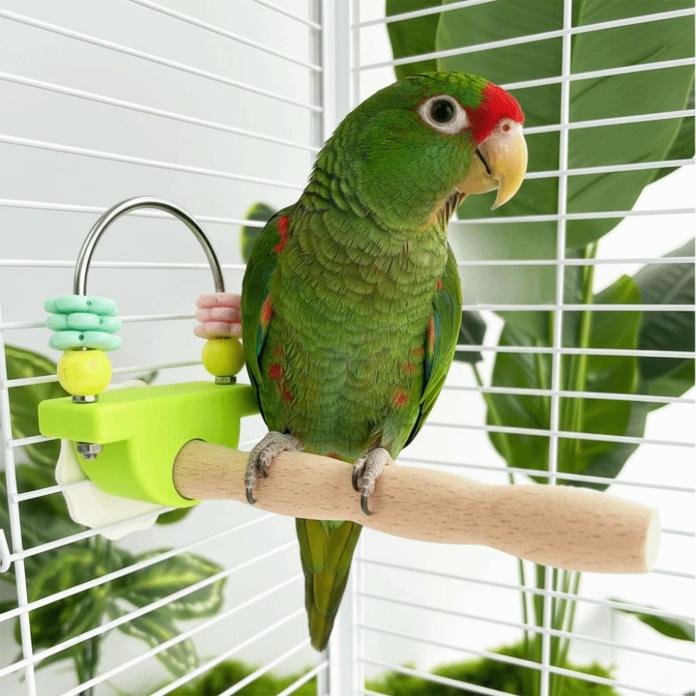 Flower Chew Fun Bird Perch Stand Wear-resistant Easy Installation Parrot Standing Pole Non-slip Beak Nail Grinder
